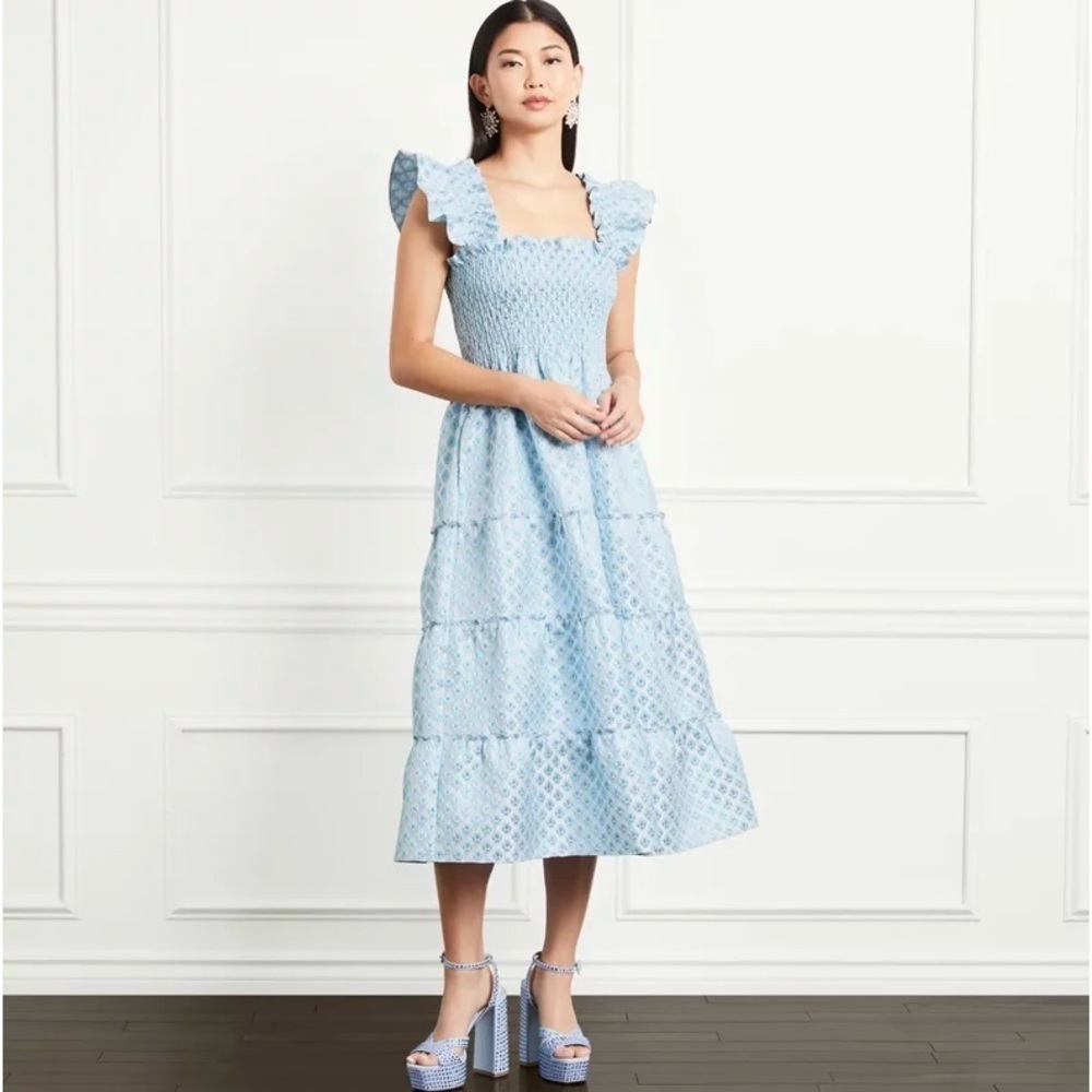 New Hill House The Ellie Nap Dress Blue/White Brocade Size XXL​​​​​
